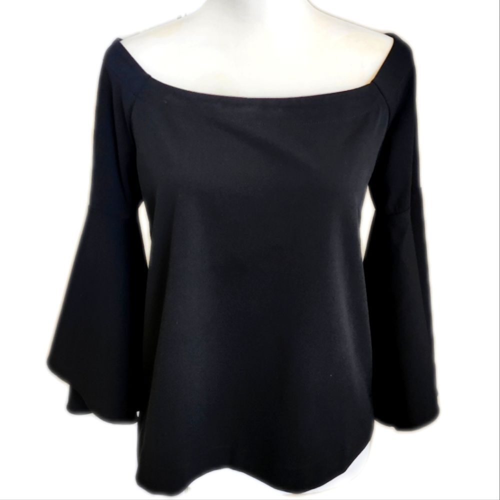 Banana Republic off the shoulder black long bell sleeve blouse, S